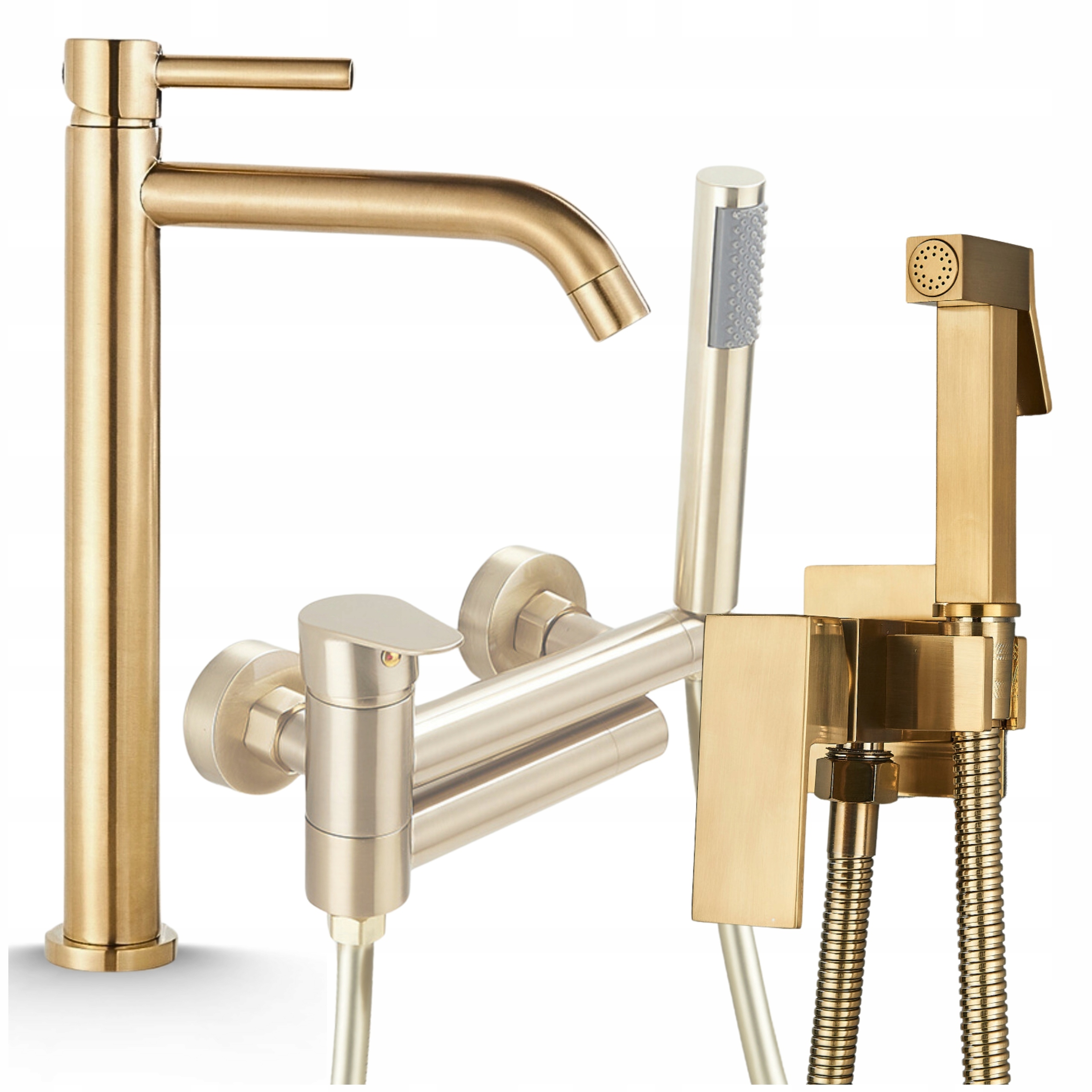 Bidetová batéria Bidetka Zlatá kartáčovaná Nástenné Wc Komplet Do Kúpeľne