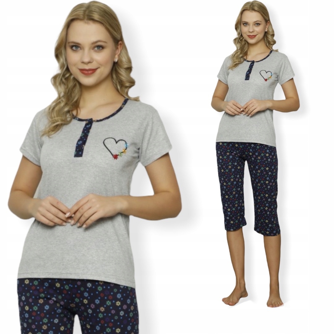 

Piżama Damska Krótki Rękaw 3/4 SPODNIE/100%BAWEŁNA