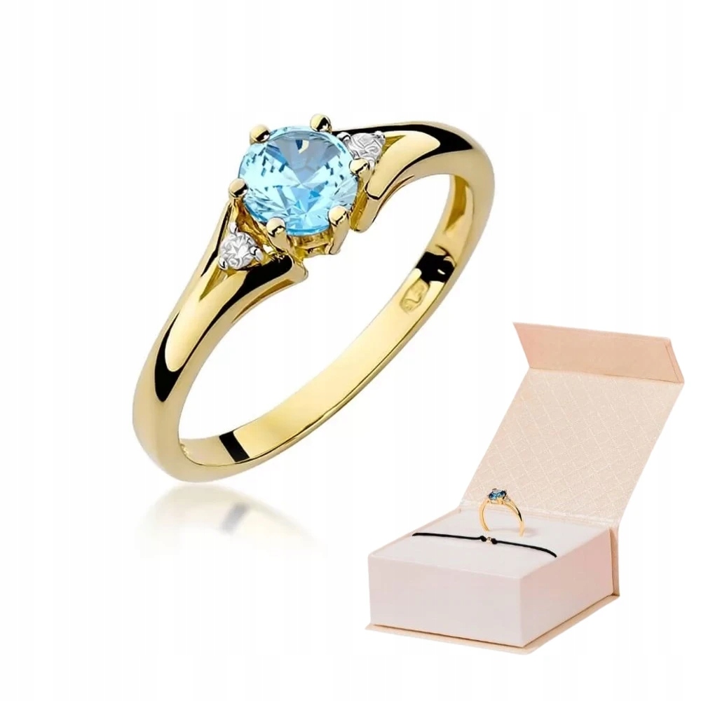 Zlatý Prstýnek 585 S Topazem A Diamanty 0,50 ct Zlatý Náramek