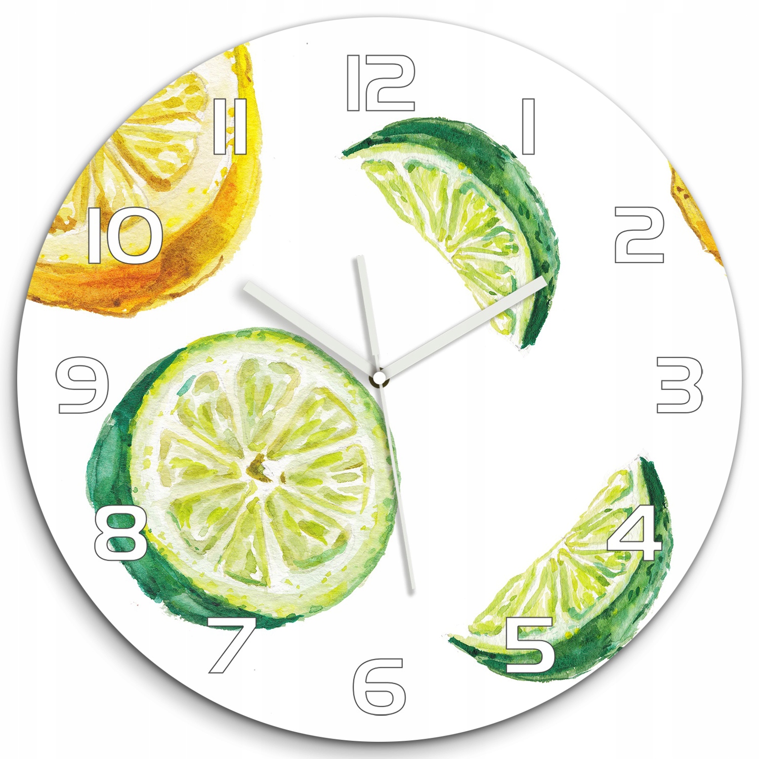

Nowoczesny szklany zegar Cytryna i limonka fi 60cm