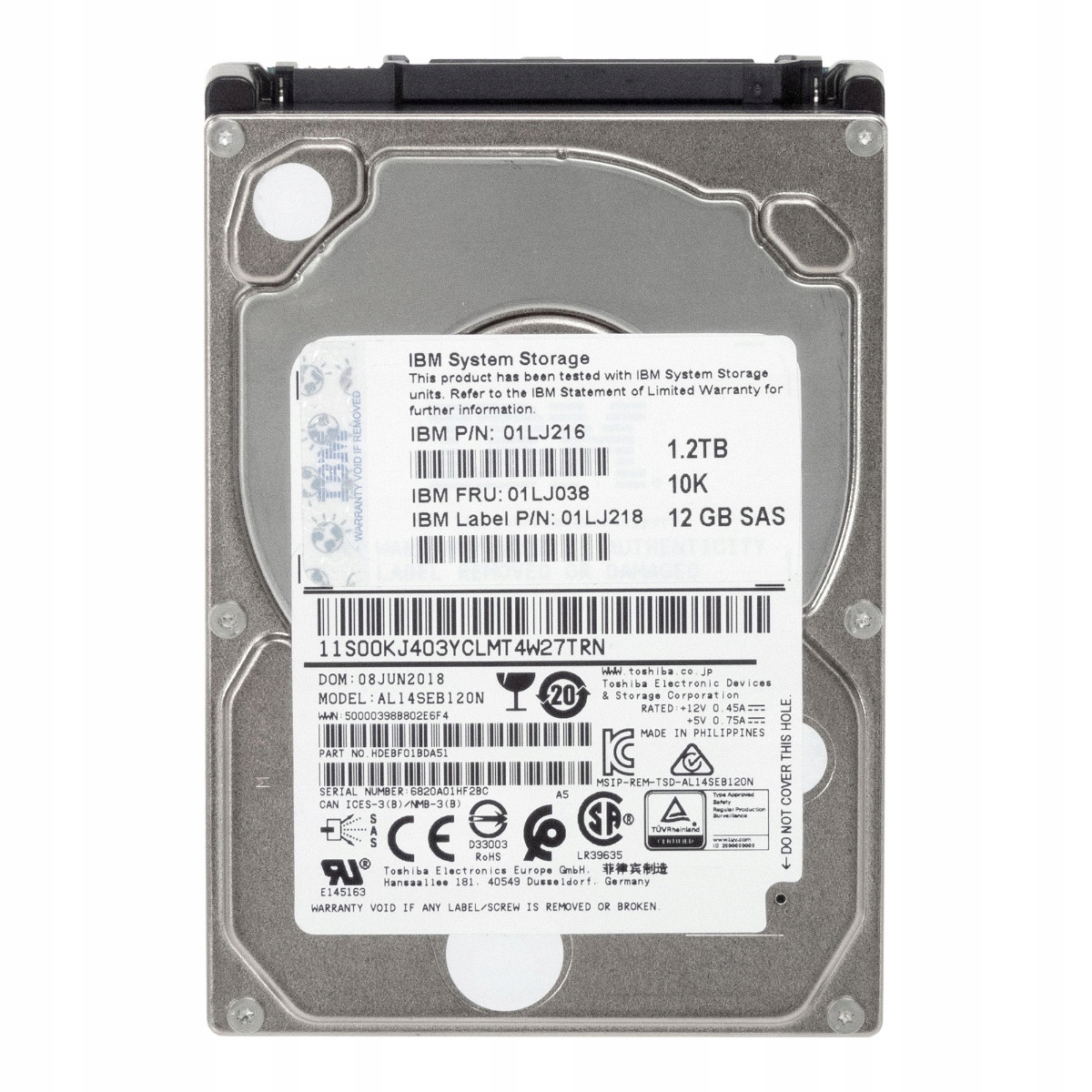 Ibm 01LJ038 01LJ216 1.2TB 10K 128MB SAS-3 2.5'' AL14SEB120N