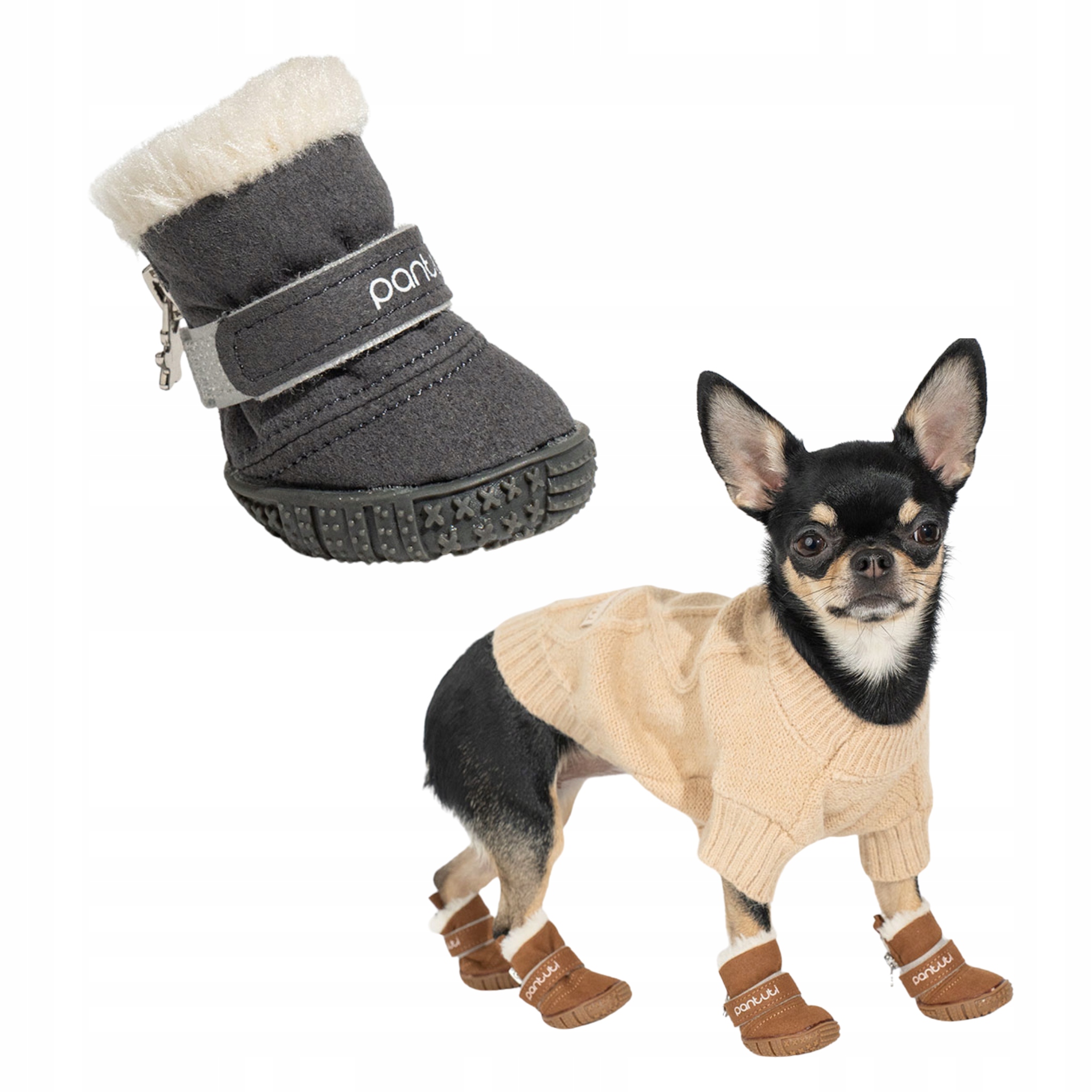 Levně Zateplené boty pro malého psa Tymon Šedá M #45