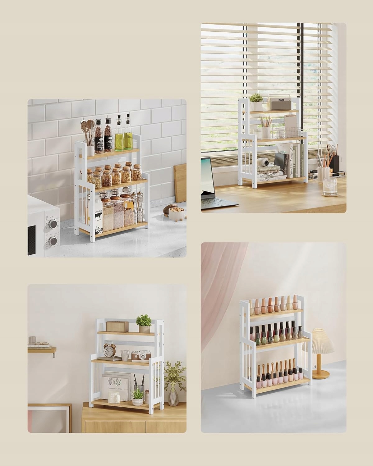 DUŻY 3-POZIOMOWY REGAŁ PÓŁKA ORGANIZER KUCHENNY NA PRZYPRAWY BIURKO NA BLAT Szerokość mebla 41 cm