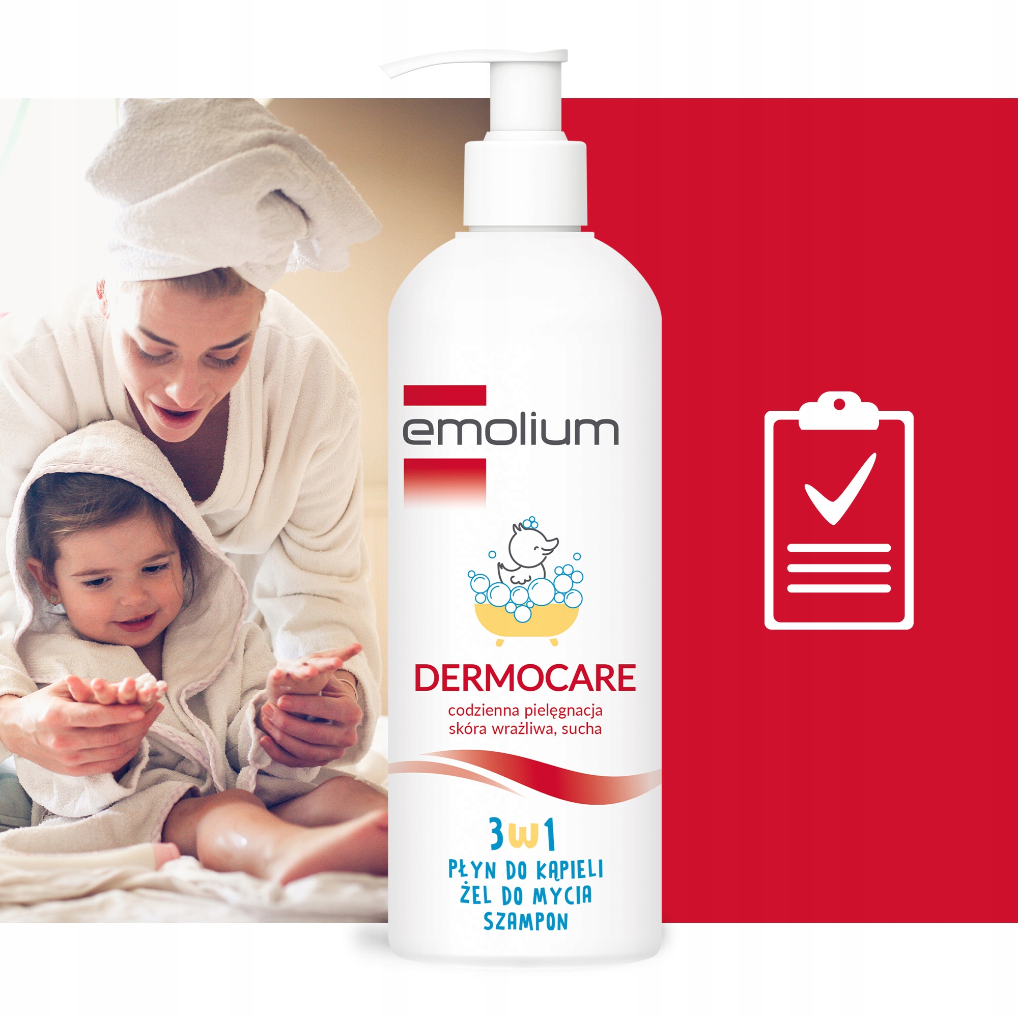 EMOLIUM DERMOCARE 3w1 Kąpiel, Mycie, Szampon 400ML Kod producenta EMOLIUM DERMOCARE 3w1