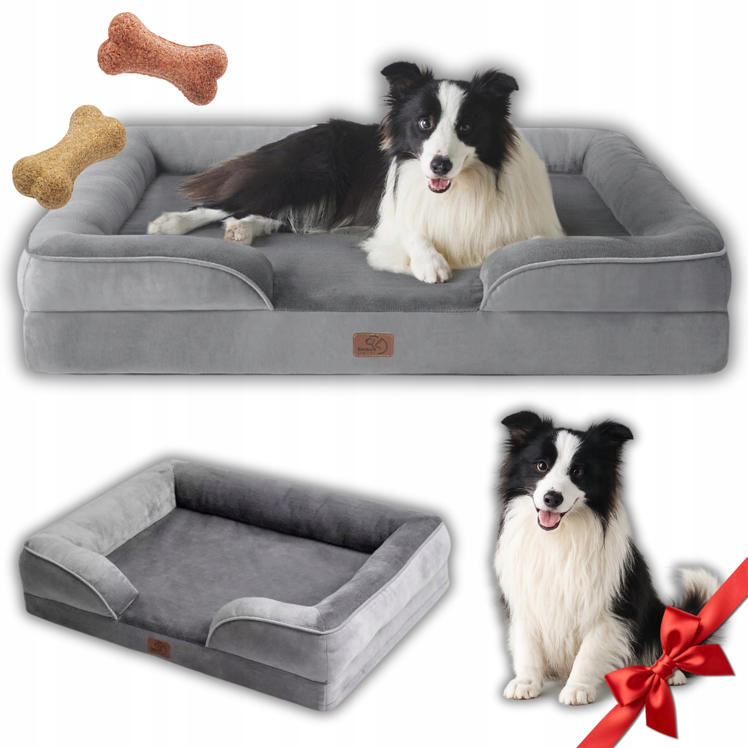 Bedsure Legowisko Ortopedyczne Dla Psa Szary 89 cm x 63 cm