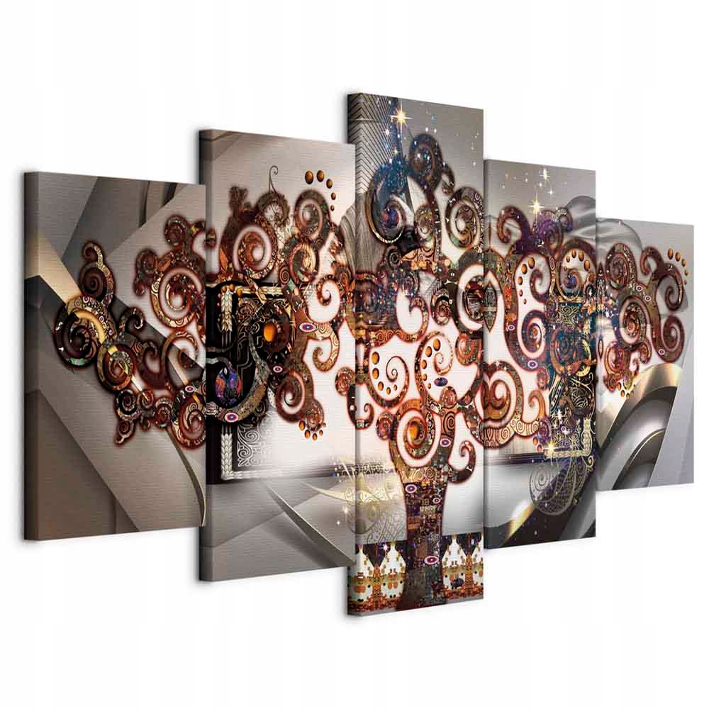 Obraz 5 Částí Triptych Dřevo Života Abstrakce Nástěnná Dekorace 200x100
