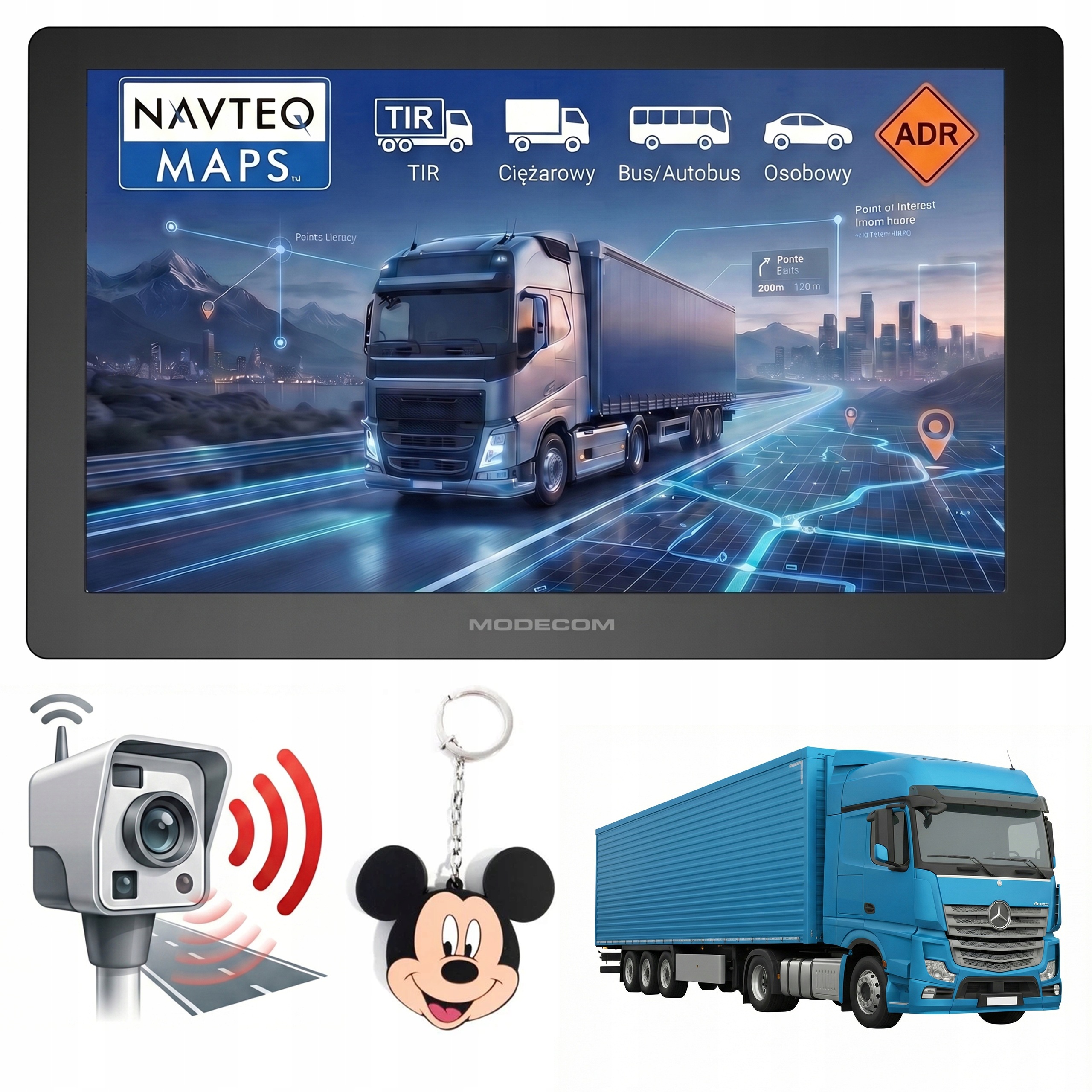Navigace 7 palců pro nákladní automobily Modecom Sx 7.0 Truck Kamion Bus Fotoradary 2026