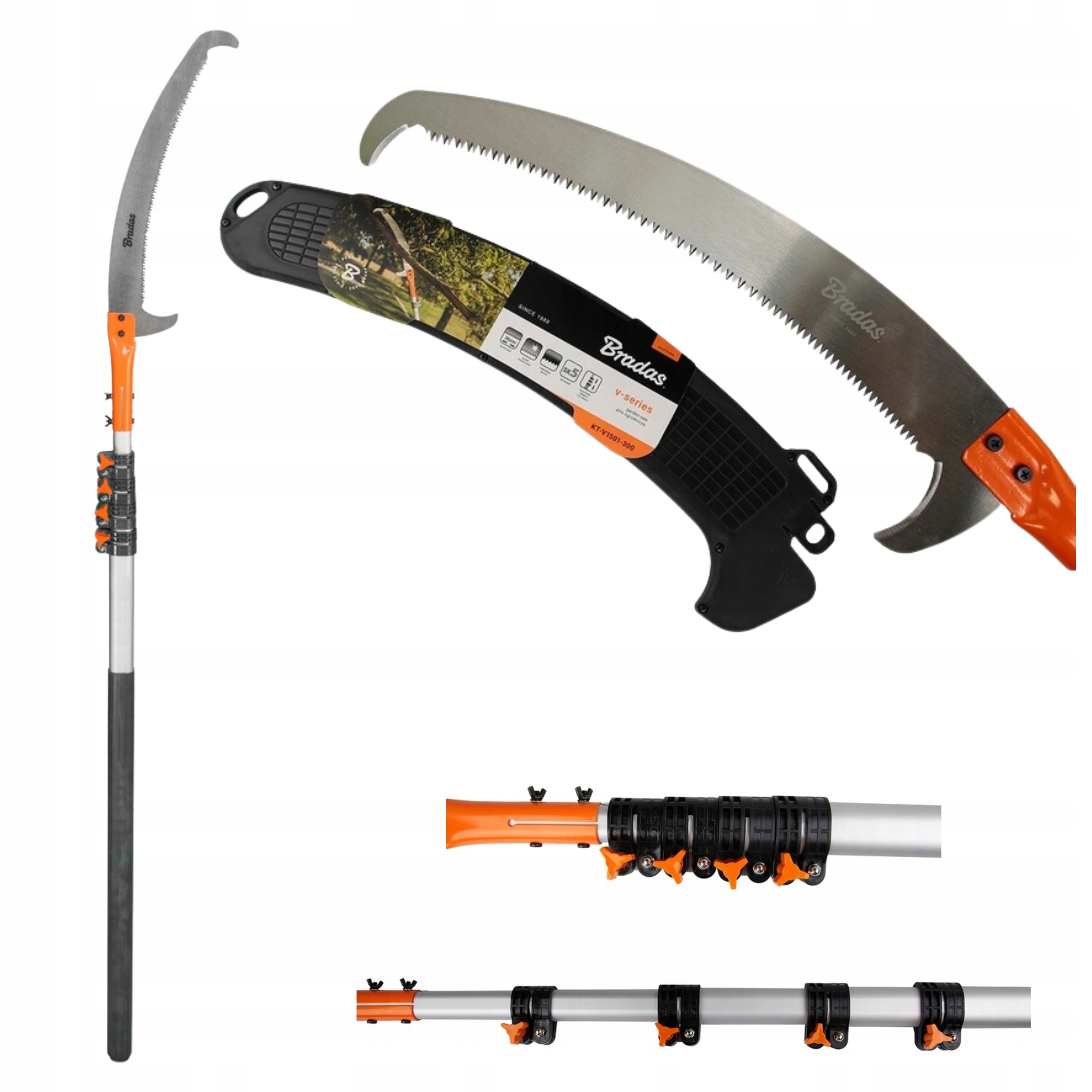 Piła Teleskopowa Ręczna Z Hakiem Do Drewna Trzonek 5,5M Regulowana Stalowa