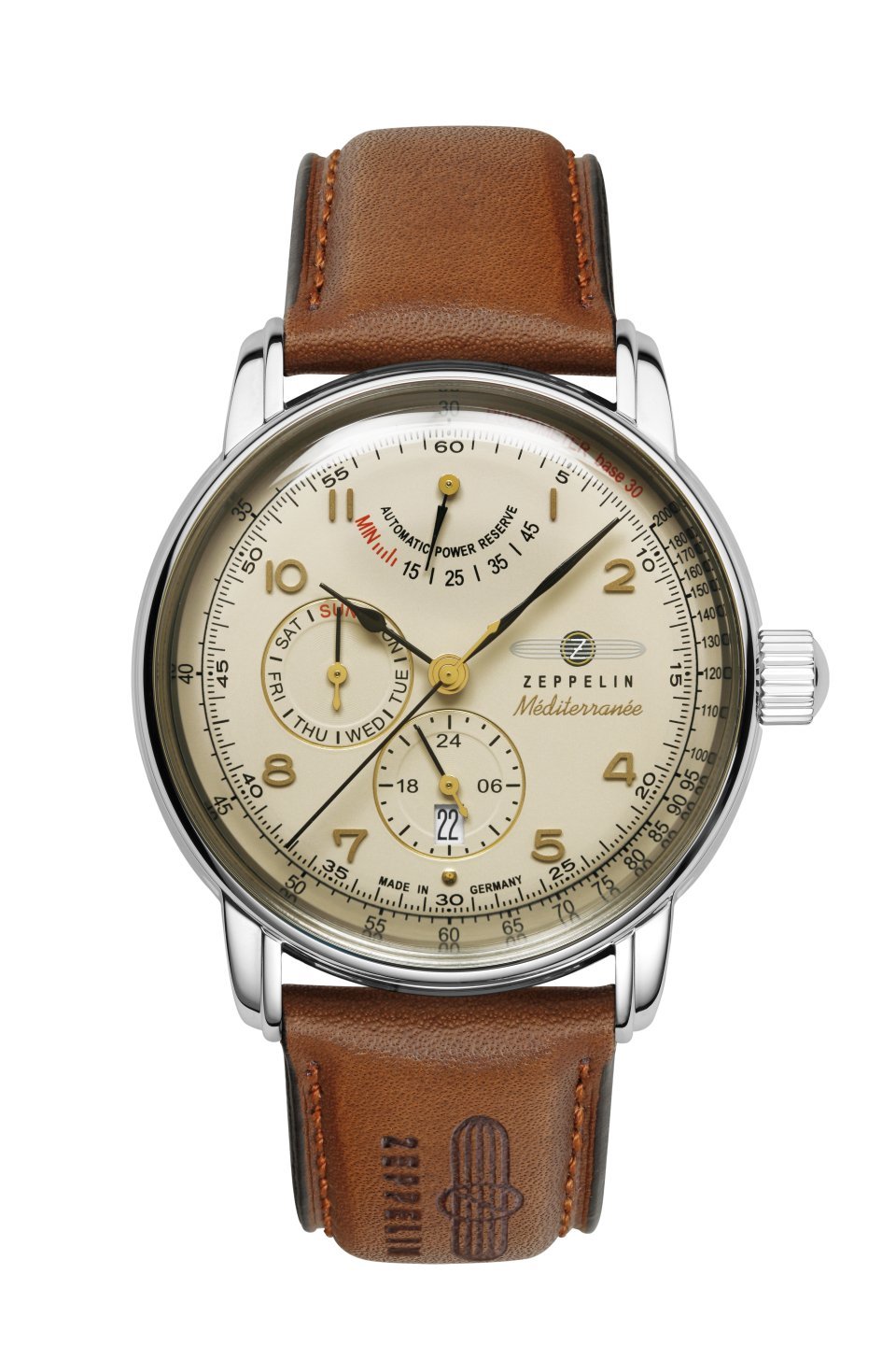 Zeppelin Mediterranee 96905 Zegarek męski 42 mm, tarcza beżowo-szampańska,