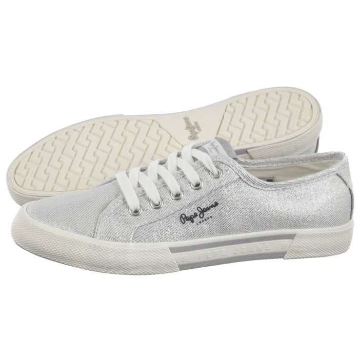 Dámské tenisky Pepe Jeans Brady Party Silver PLS31439 Stříbrné