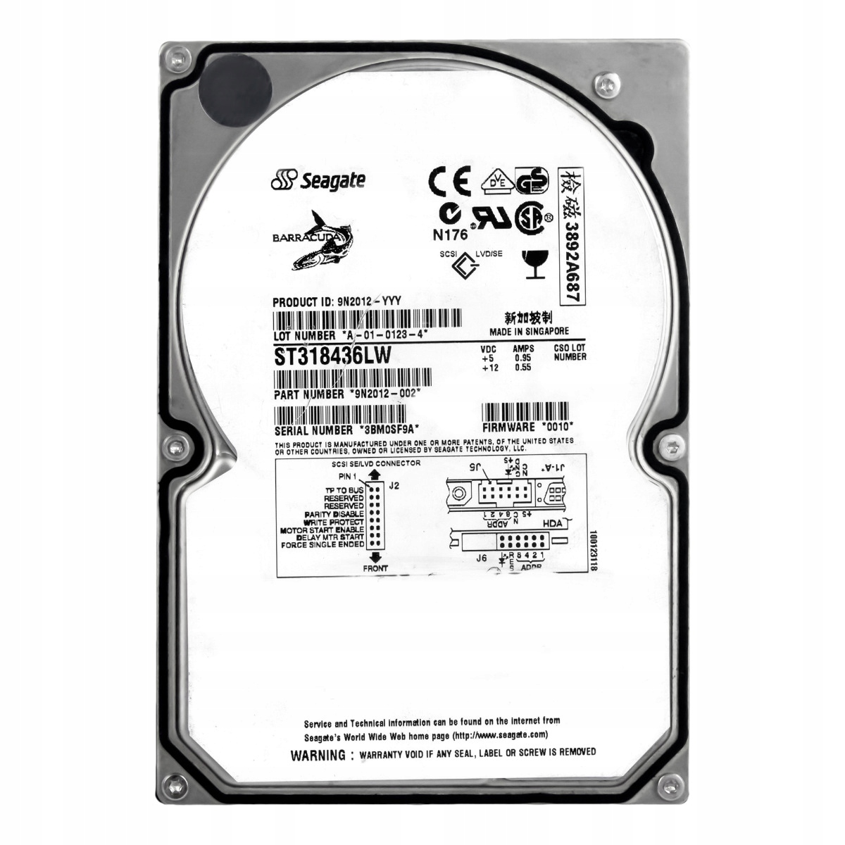 Seagate Barracuda 18XL 18GB 7.2K 2MB Scsi U160 3.5'' ST318436LW