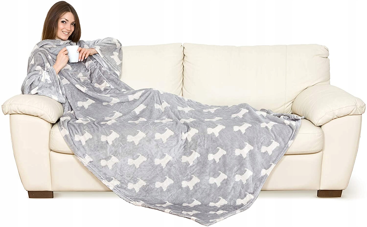 Značková Premium Příjemná Teplá Deka Mikina S Rukávy A Kapsou Kn