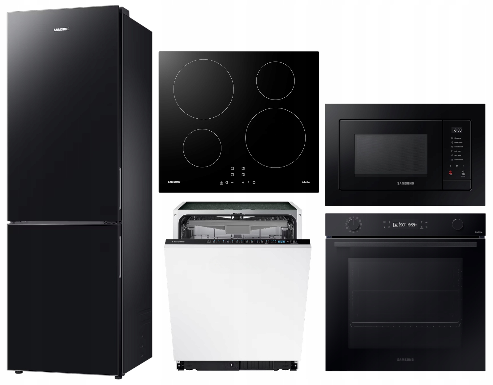 CZARNY ZESTAW DO ZABUDOWY SAMSUNG Z LODÓWKĄ NO FROST