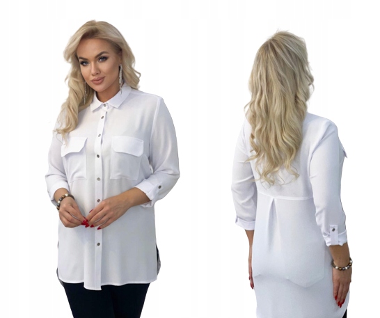 Dlouhá klasická košile Sandra z italské crepy, barva bílá, velikost 44