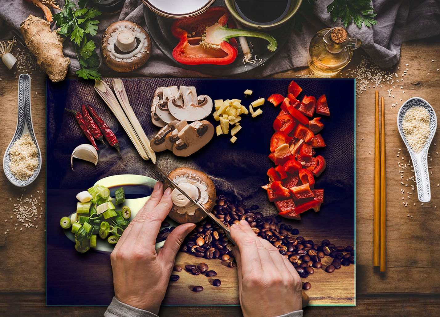 7w1 SZKLANA DESKA DO KROJENIA HARTOWANA 30x22 KAWA SZKŁO HARTOWANE Materiał wykonania szkło