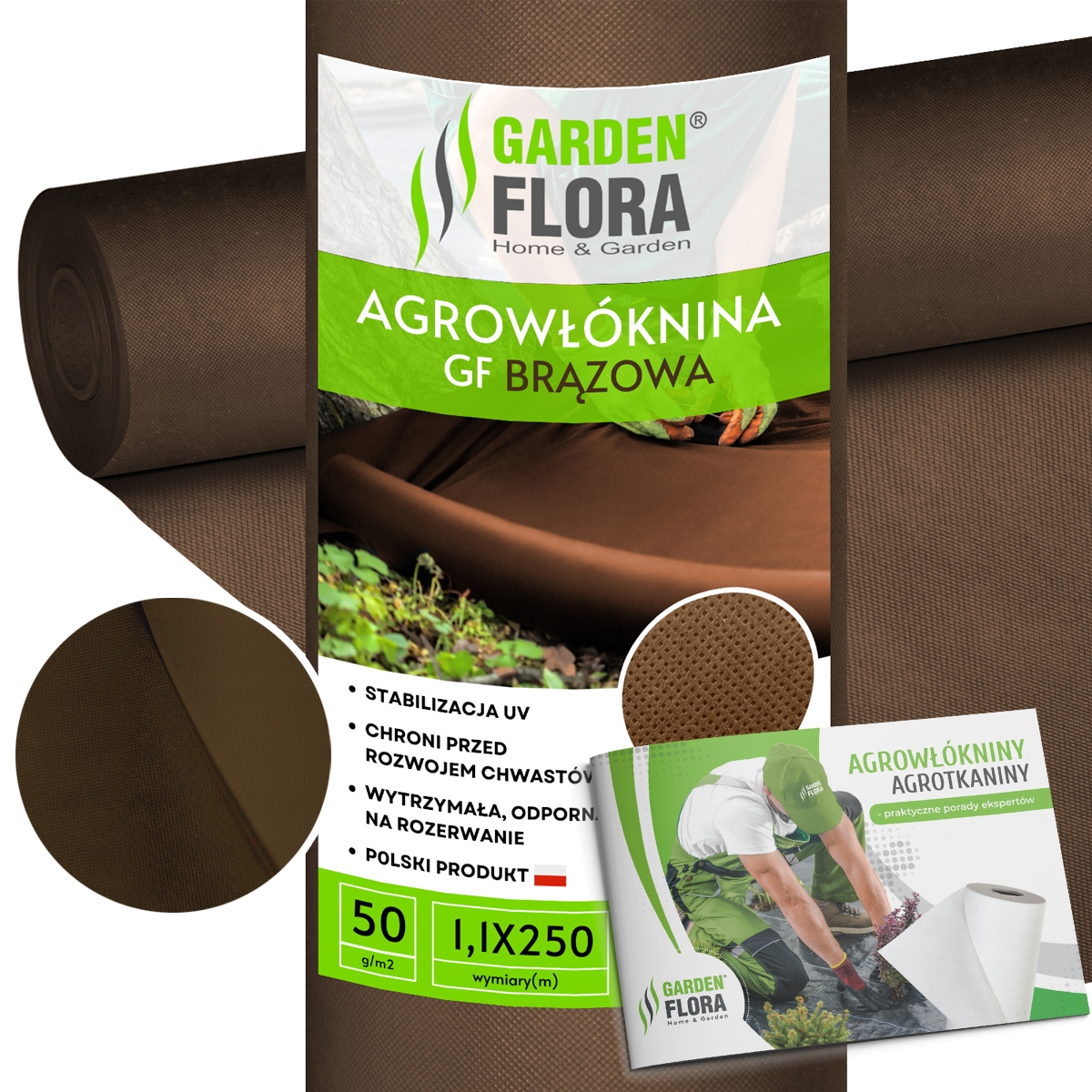 Agrowłóknina Brązowa Na Chwasty 50g Agrotkanina Antychwastowa 1,1x250m