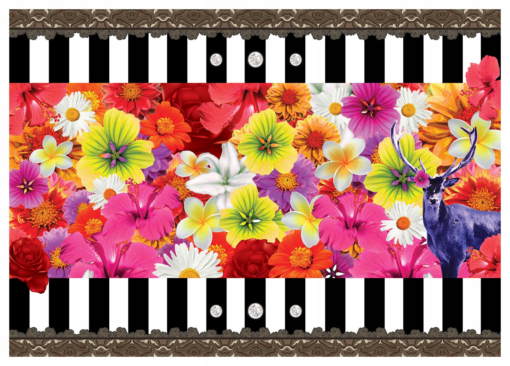 Fototapeta Květiny Jeleni Pop-art Grafika 254x184 vinylová do obývacího pokoje lepidlo