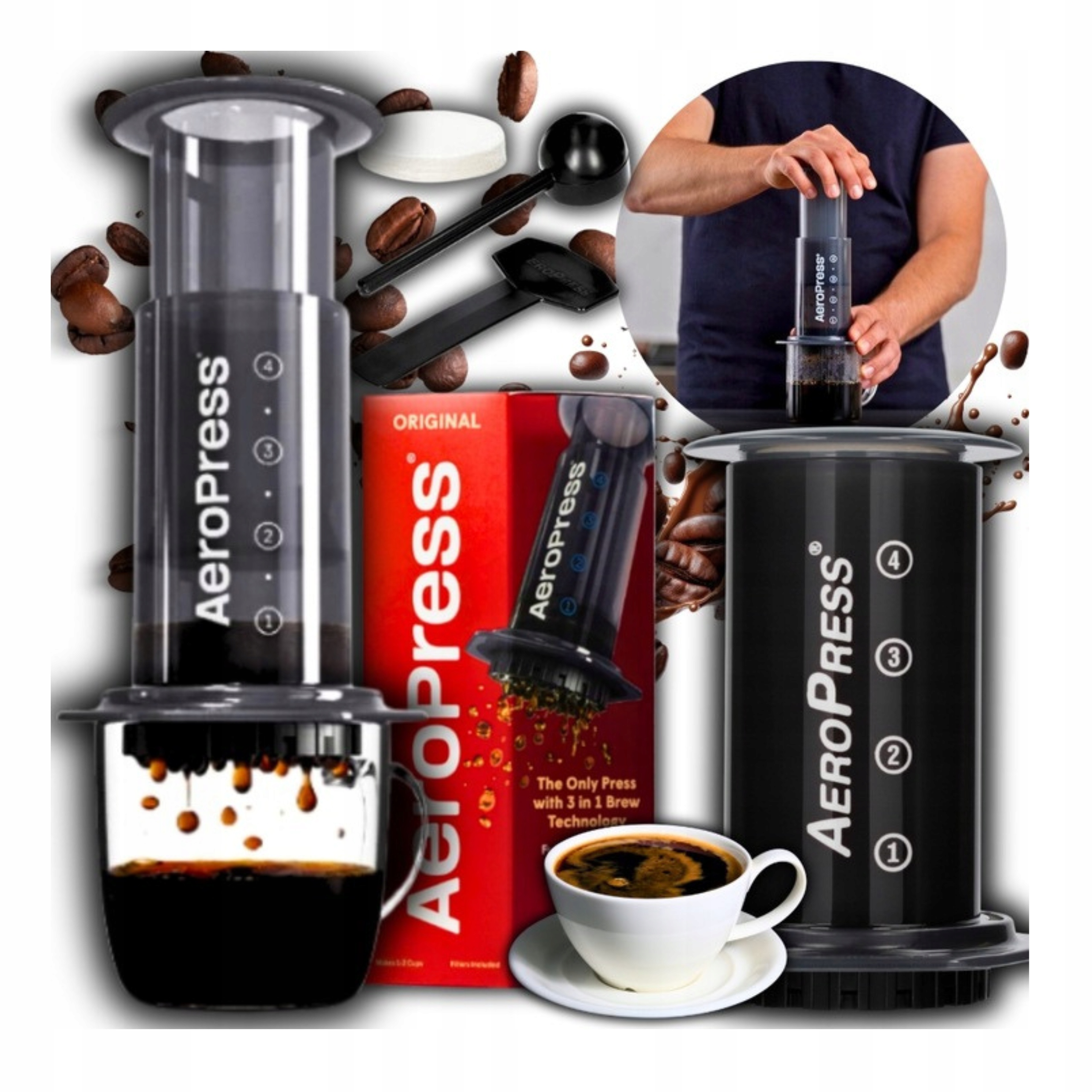 Aeropress 250ML Mobilny Turystyczny Express Zaparzacz Do Kawy 100 Filtrów