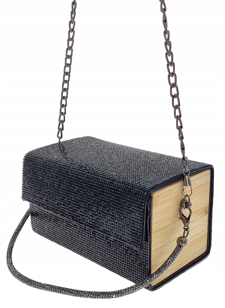 Černá vizitková kabelka s dřevěnými vložkami Michelle M