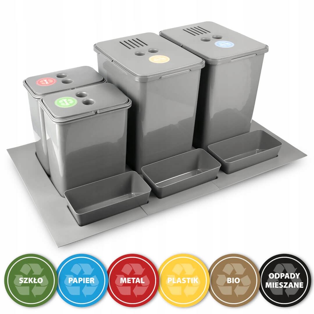 Sortownik, kosz na śmieci 56L do szafki 900mm naklejki, filtr węglowy
