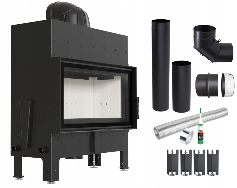 Komínová Vzduchová Vložka Ocelová Floki L 12 kW Sada Trubek Pro Montáž Eko