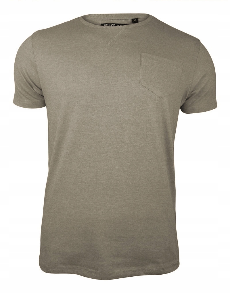 

Beżowy Męski T-shirt bez Nadruku Brave Soul- XL