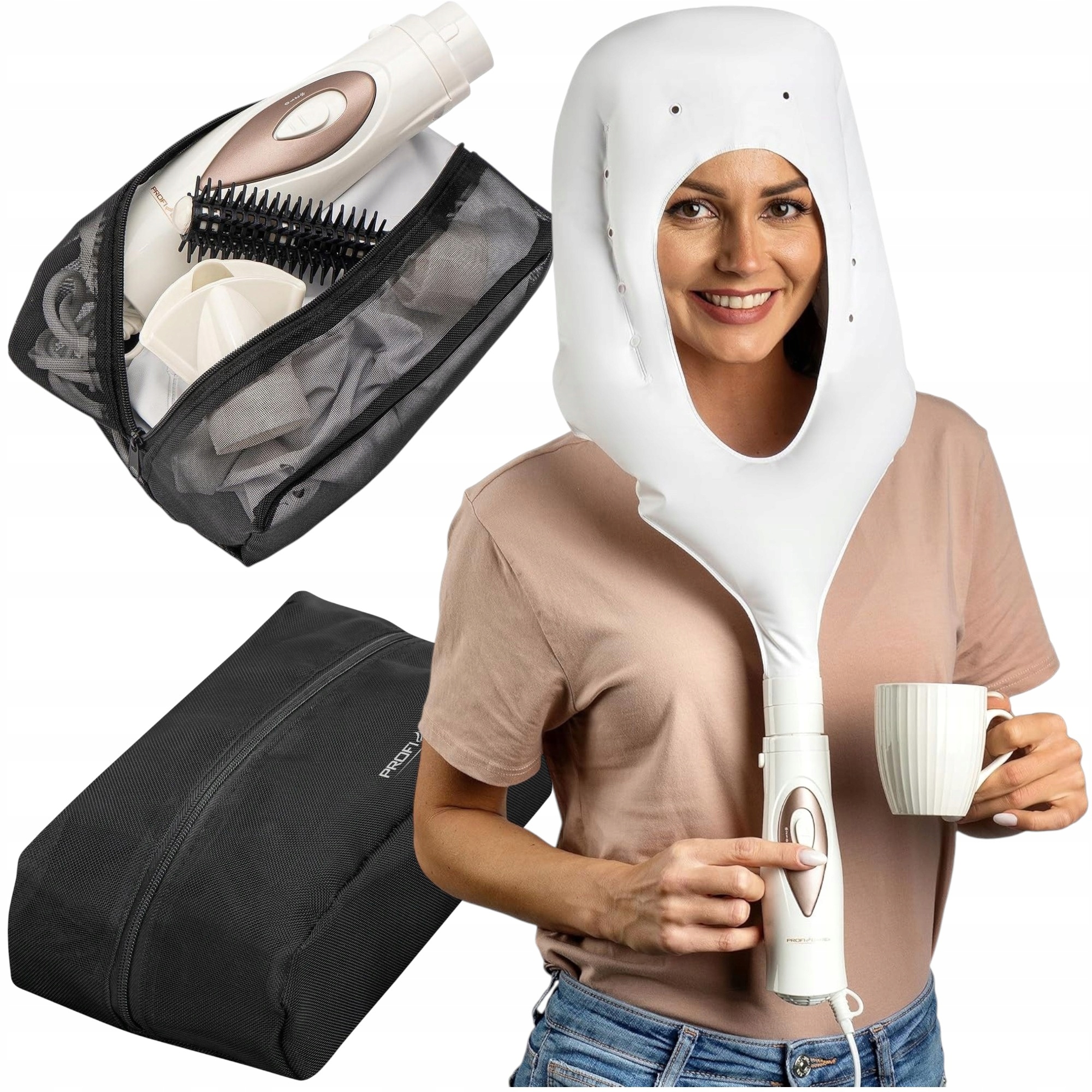 3w1 Suszarka Do Włosów Kaptur Suszący do suszenia Z Jonizacją etui nasadki