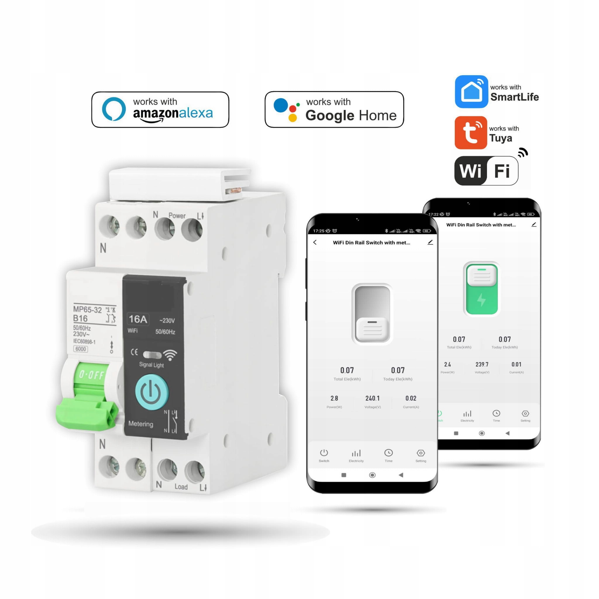 Wifi pojistka 16A Tuya Měření energie