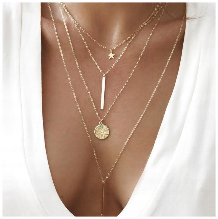 

Łańcuszek Złoty 4w1 Naszyjnik Gwiazdka Mandala