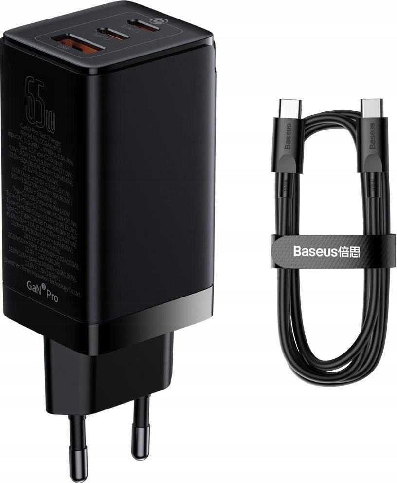 SZYBKA ŁADOWARKA SIECIOWA Baseus GaN3 Pro 3 x USB USB-A USB-C PD QC4.0 65W Kod producenta CCGP050101
