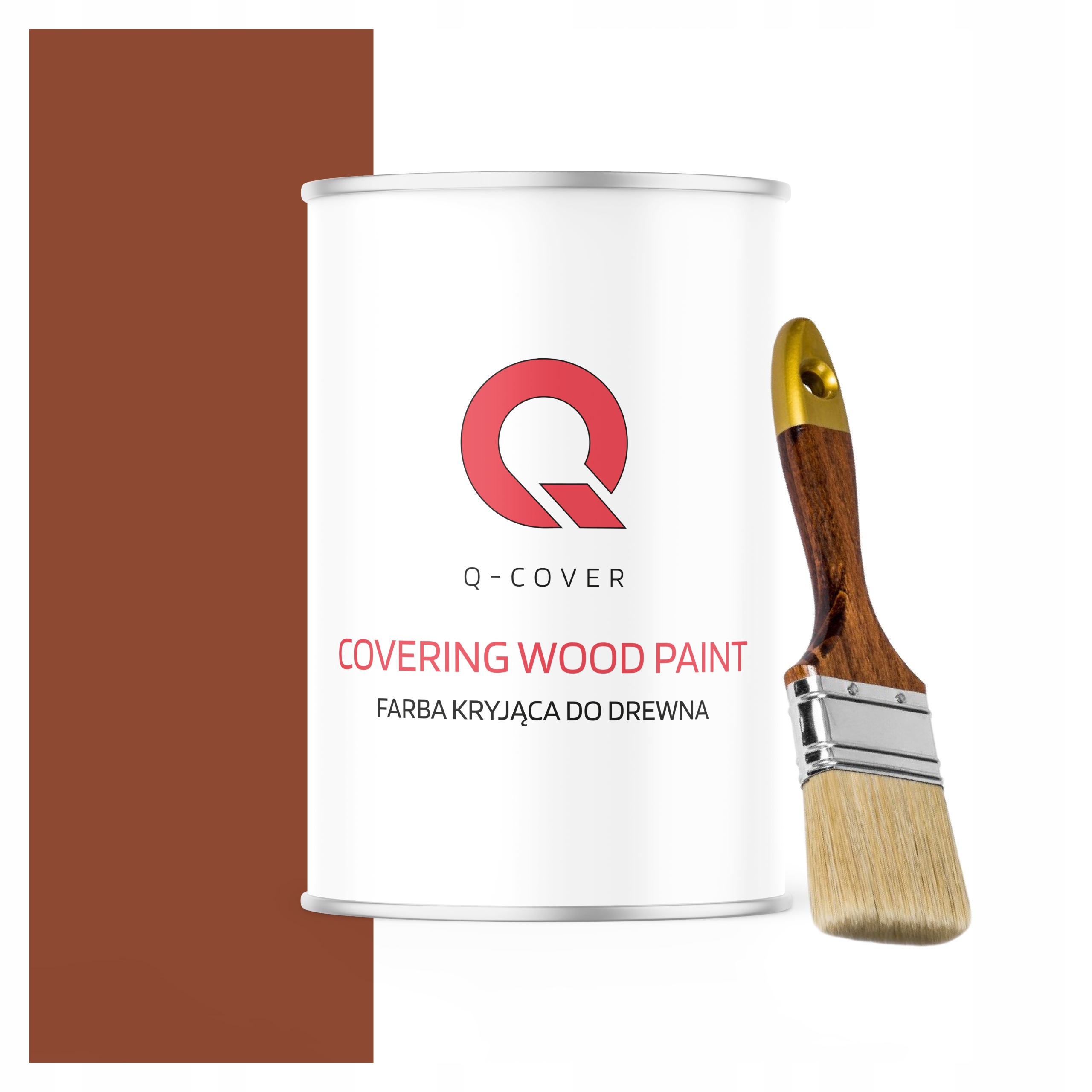 Kryjąca Farba Do Drewna Renowacji Mebli 1L Satyna Kolor Ceglasty Pędzel
