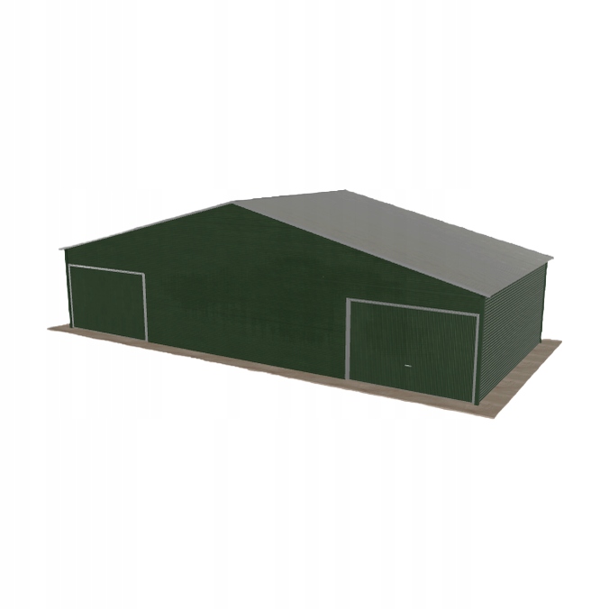 Plechová garáž 12x5.5 m dvoupolohová, dvoupolohová, zelená