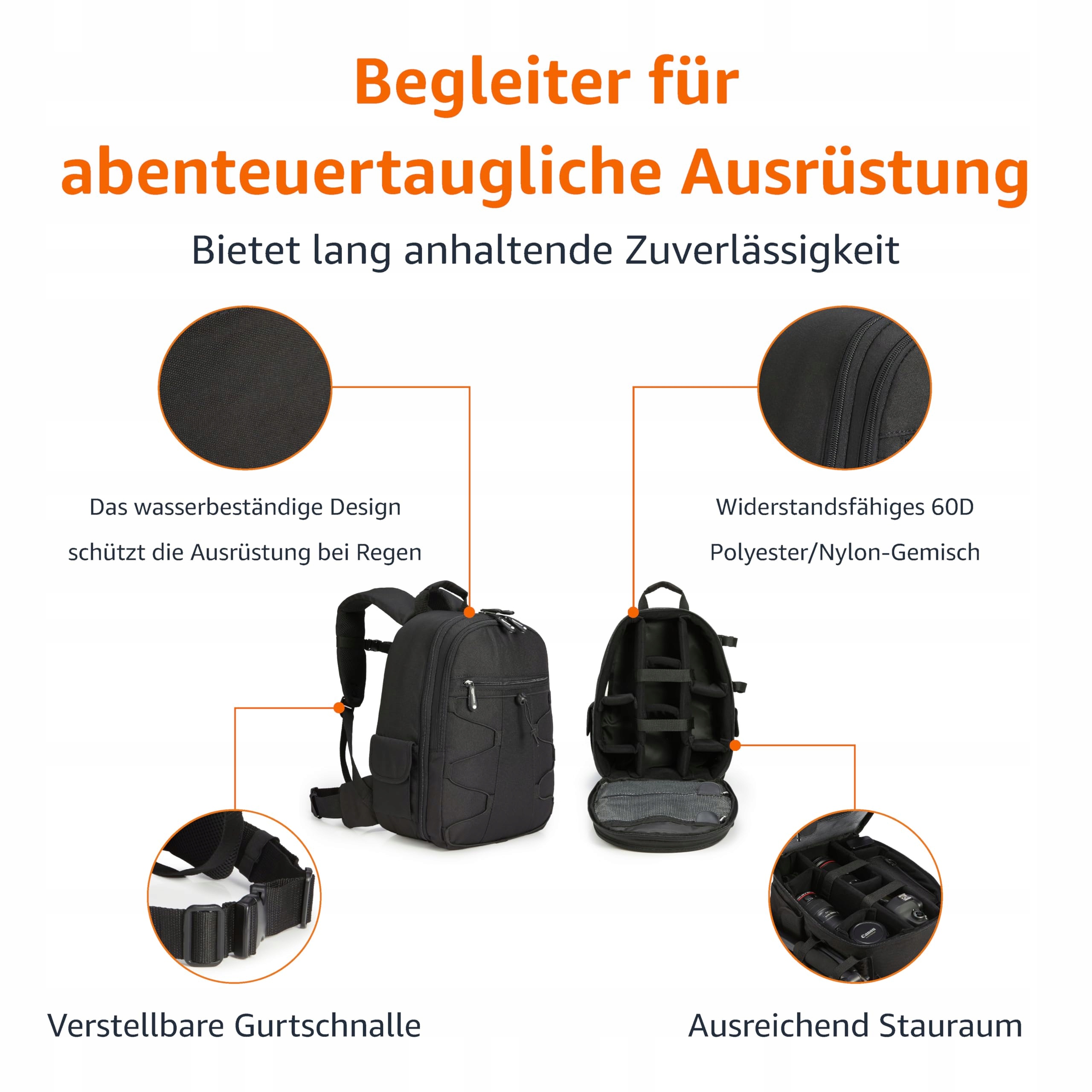 AMAZON BASICS PLECAK NA APARAT DSLR WODOODPORNY I ODPORNY NA WSTRZĄSY — miniatura 3