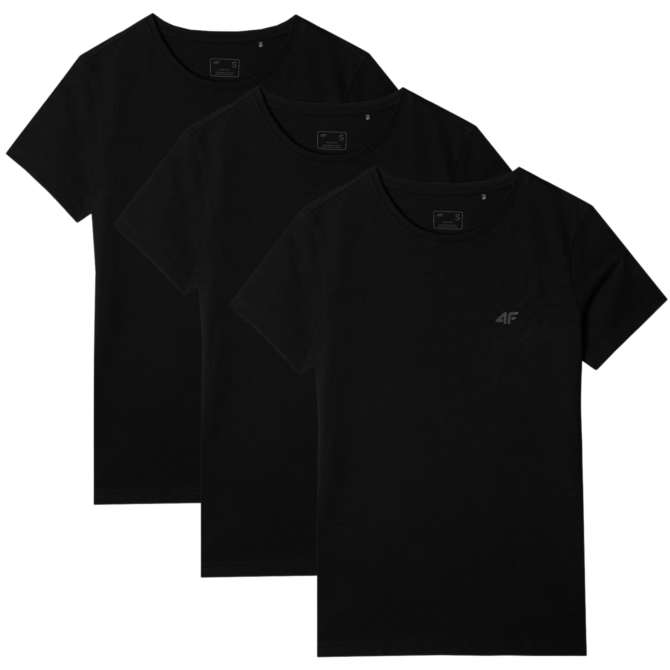 Tričko 4F Dámské Sportovní Tričko Bavlněný Komplet Černá Sada 3BALENÍ