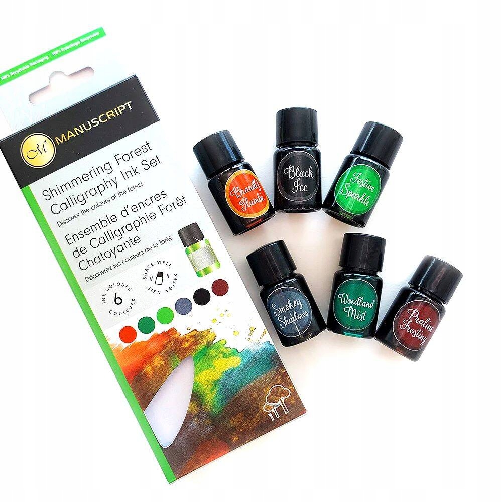 Sada kaligrafických inkoustů Forest Manuscript 6x7ml odstíny zelené a hnědé