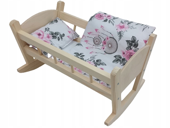 

Kołyska Dla Lalek Drewniana Duża Pościel 3 Element