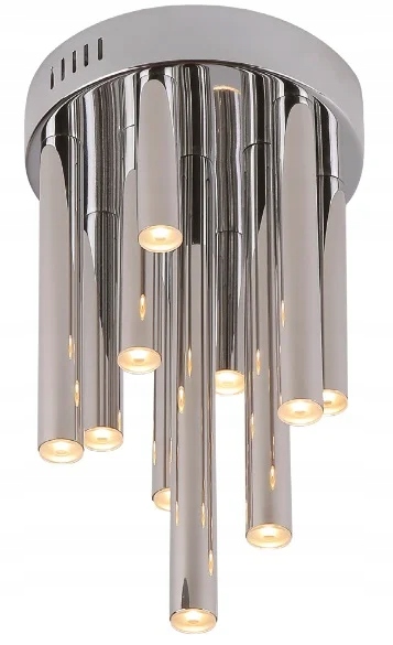 Industriálna stropná Led lampa chróm 10 tub 3000K do obývacej izby Maxlight