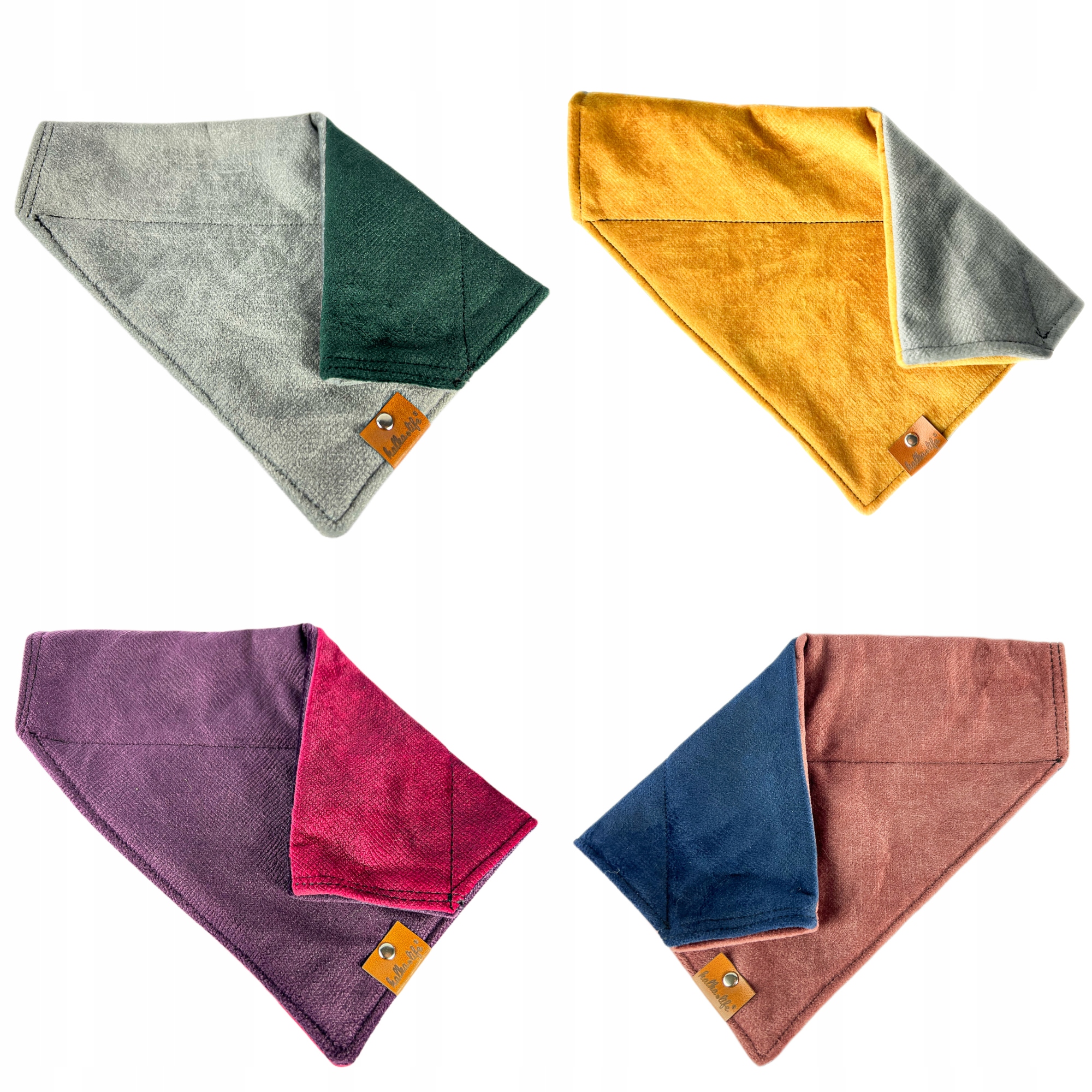 Levně Nákrčník pro psa, sada 4 šátků na obojek pro psa nebo kočku, 7 barev, M