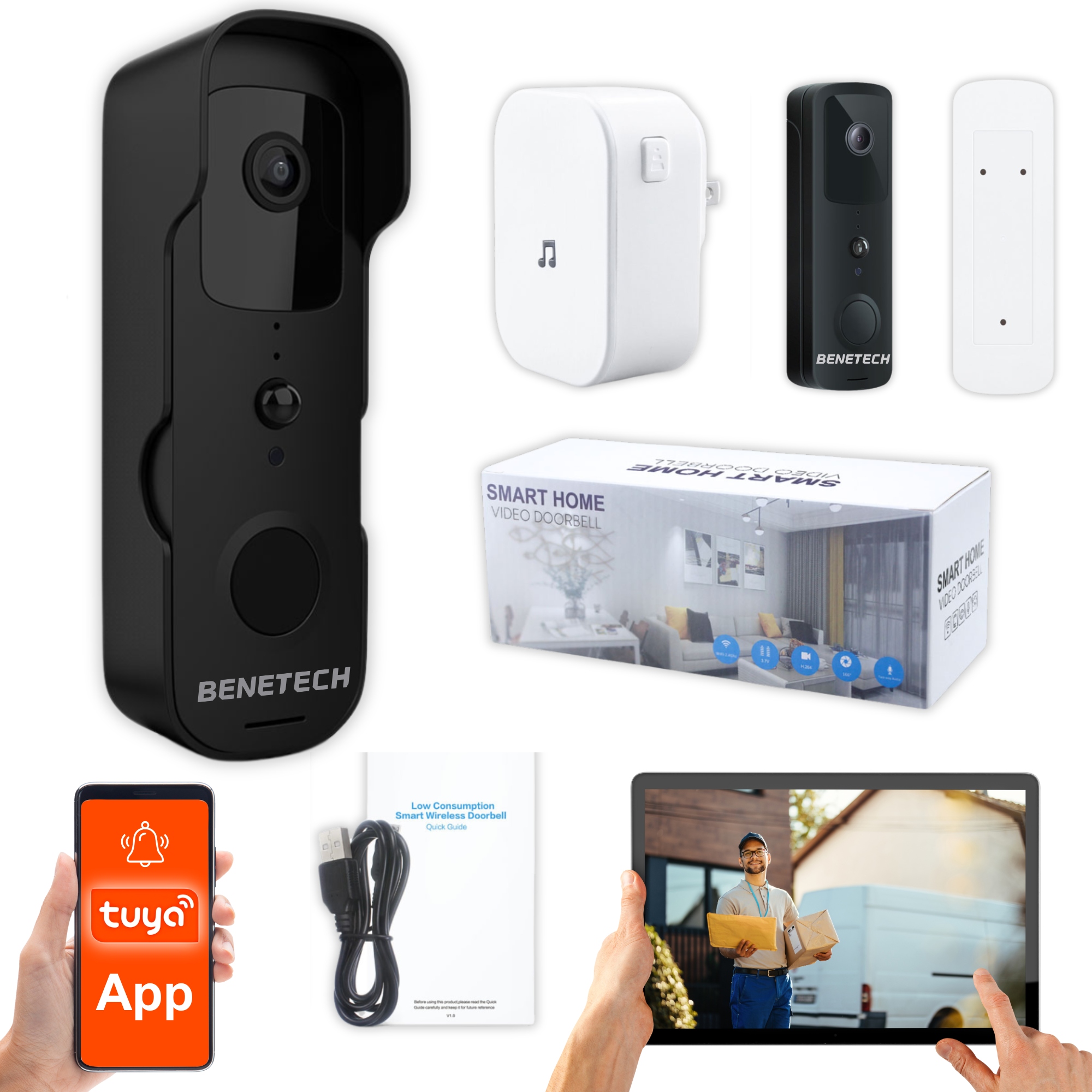 Videovrátnik Bezdrôtový Wifi S Kamerou Full Hd Zvonček Tuya Smart Home