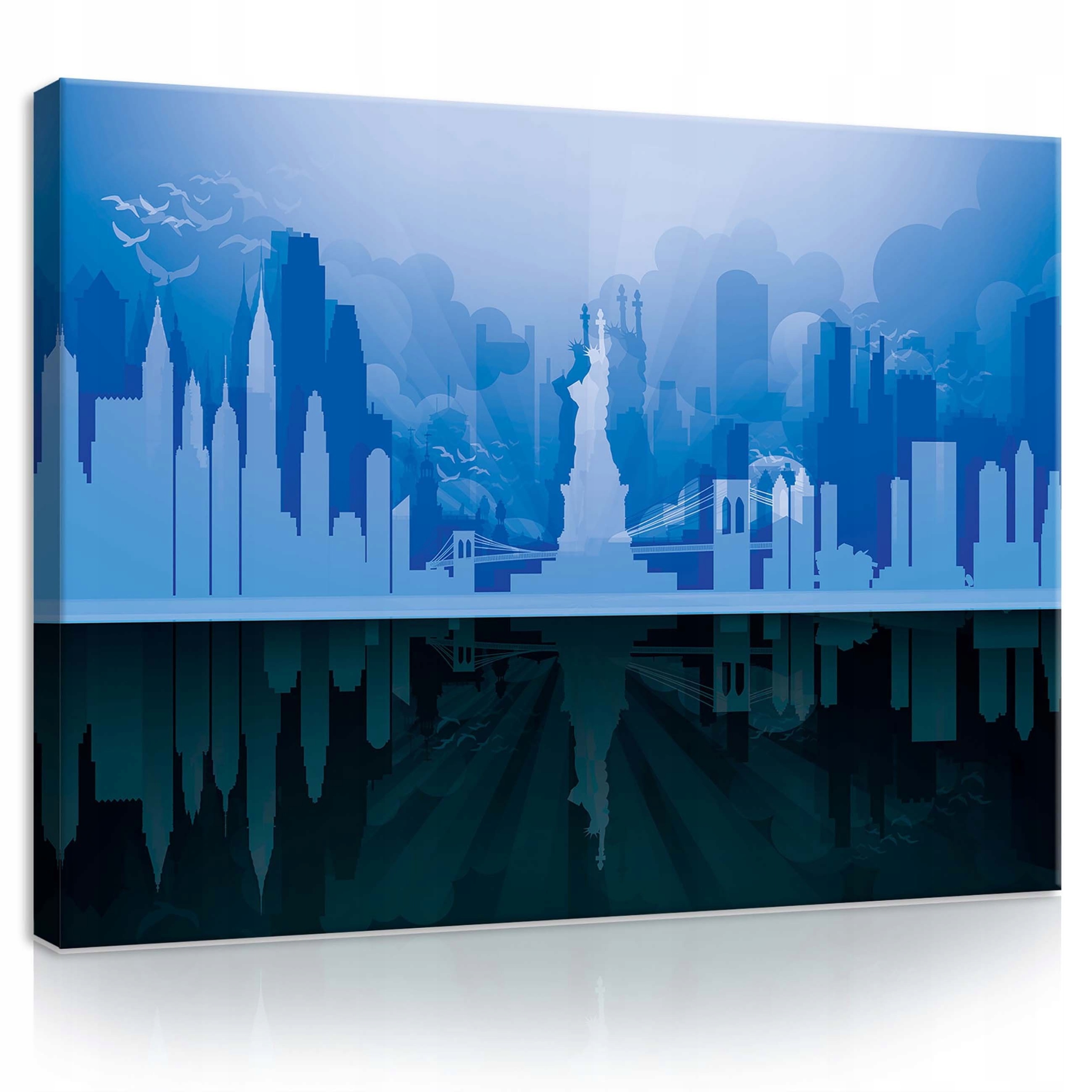 Obraz 100x75 New York krajina města silueta voda odraz Socha svobody