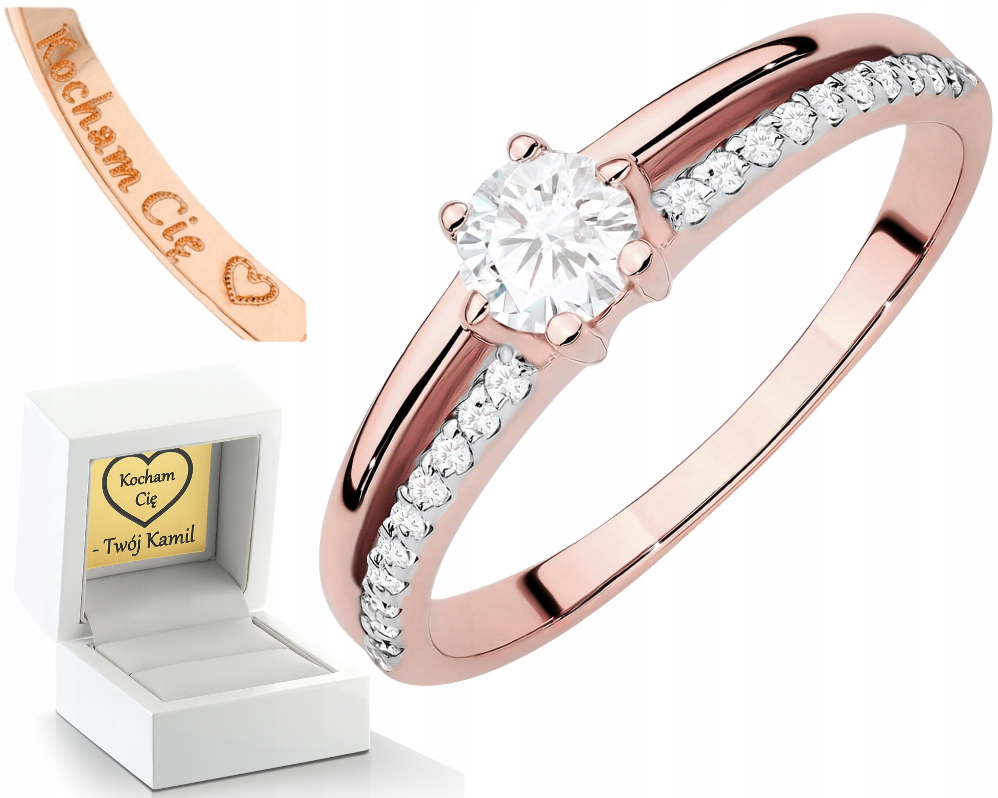 Růžové Zlato Prstýnek Zlato 585 Dárek Gravírování