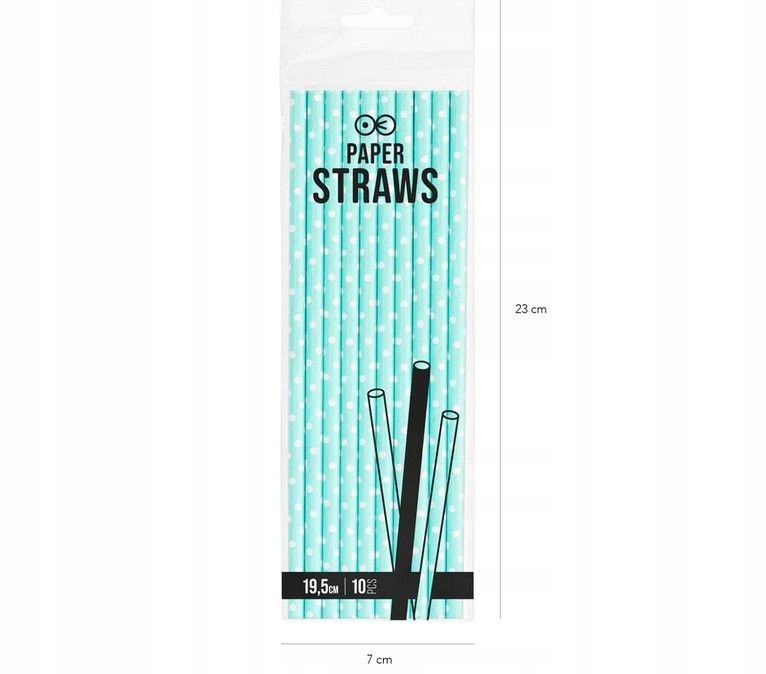 SŁOMKI RURKI PAPIEROWE turkusowe w białe kropki 10szt EAN (GTIN) 5904610142448