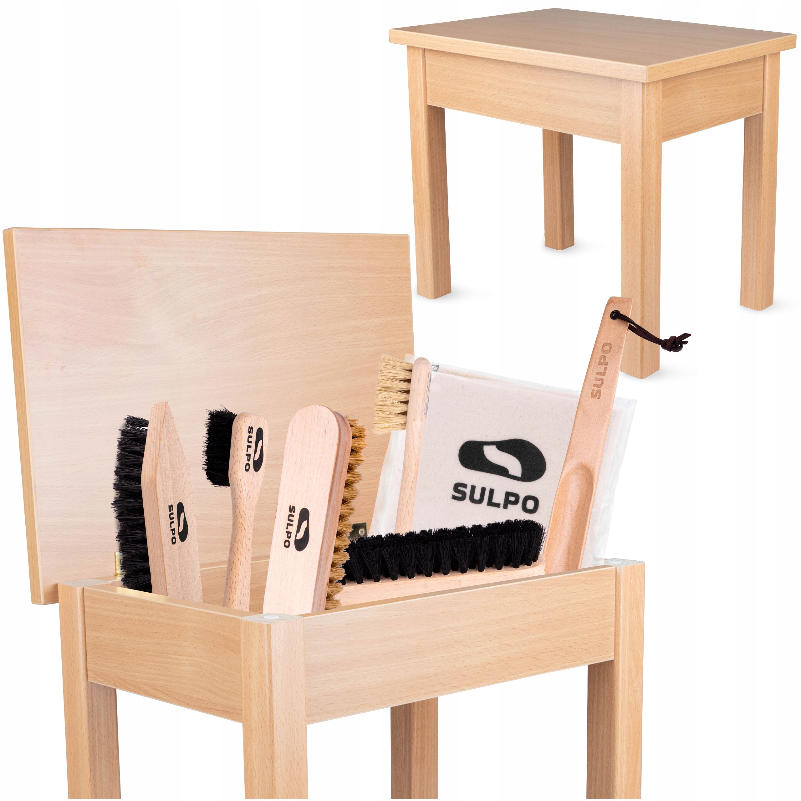 Kartáč Na Kožené Boty S Měkkými Štětinami A Stoličkou V Barvě Buku