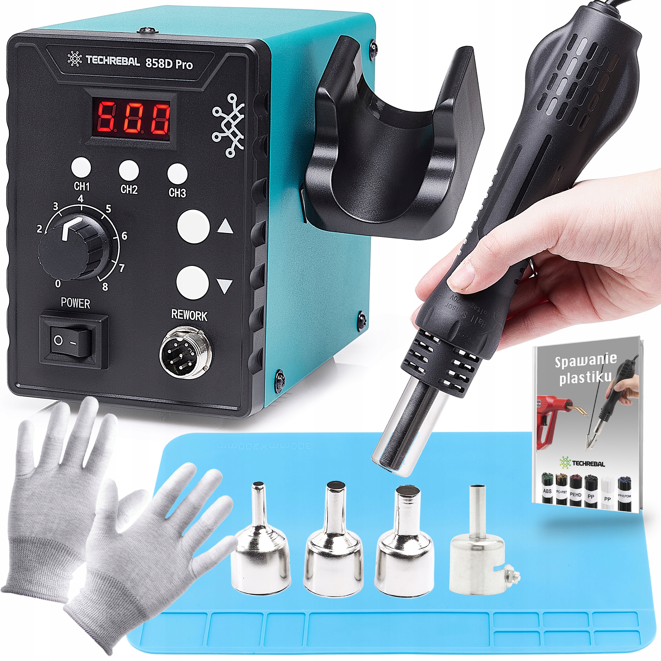 Pájecí Stanice Hot-air Svářečka 858D 100-500°C Techrebal Sada