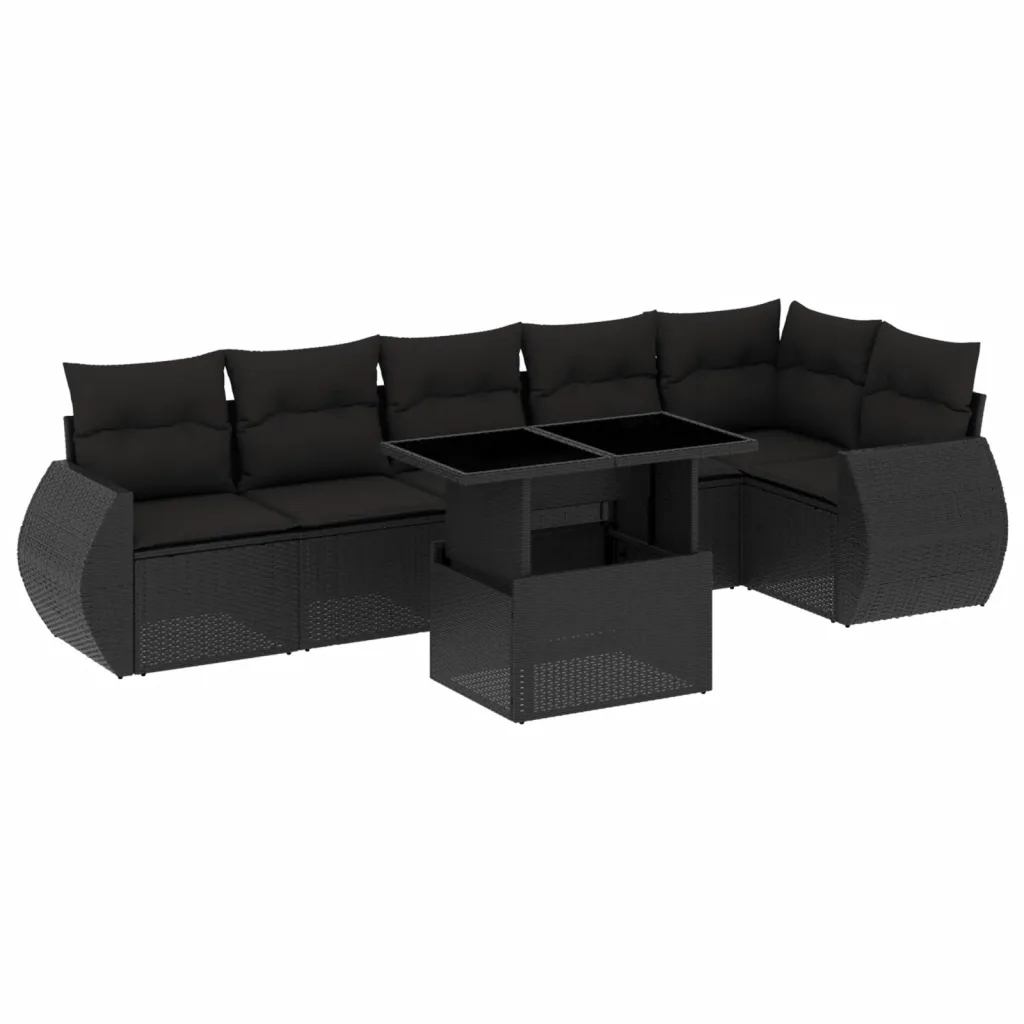 Set zahradního nábytku ratan vidaXL černý 7 el.