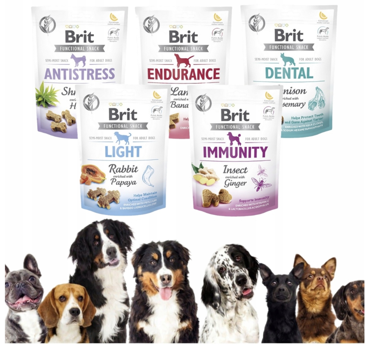 Levně Pochoutky pro psa Brit Care Functional Snack Mix Sada 150 g 5 ks