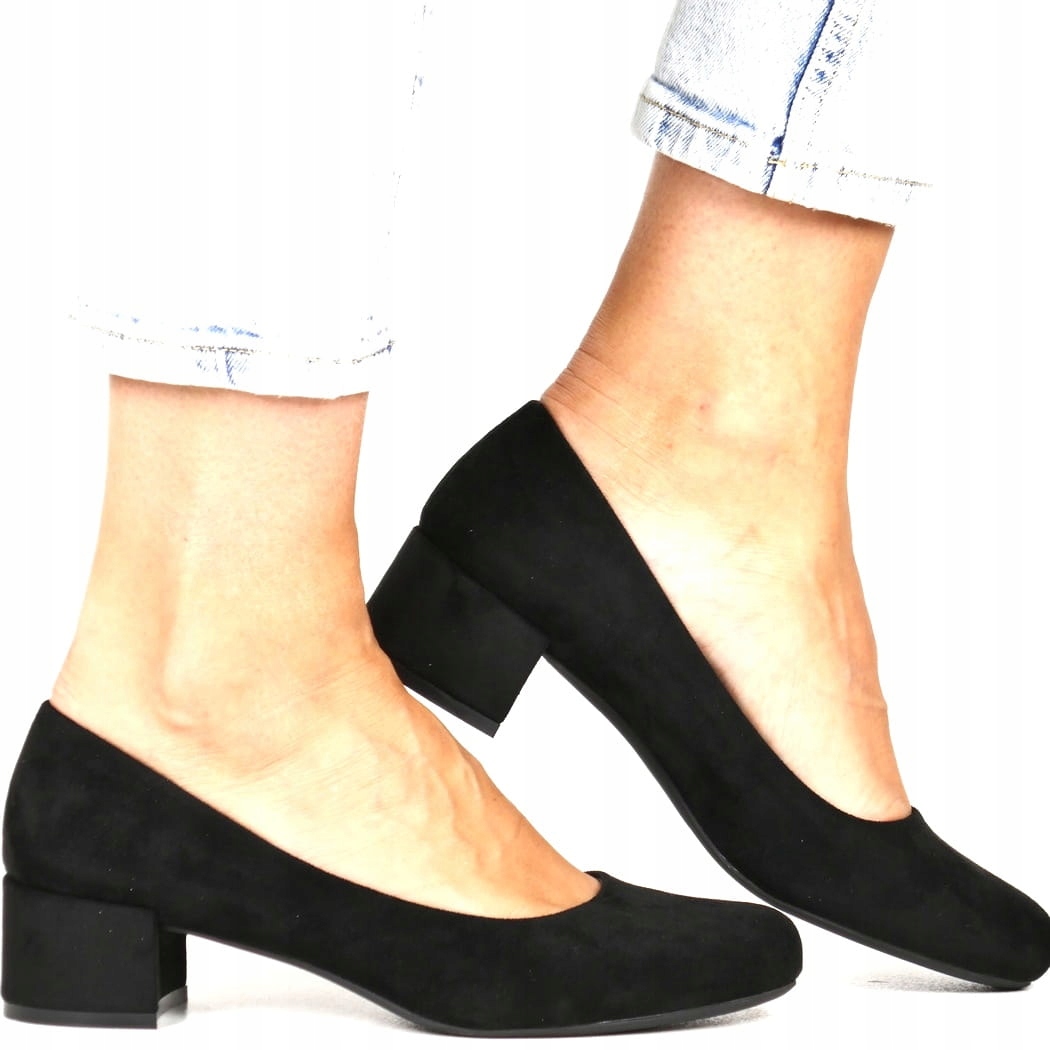 iButy Lodičky Na Nízkém Podpatku Pohodlné Dámské Polobotky Černé Semišové