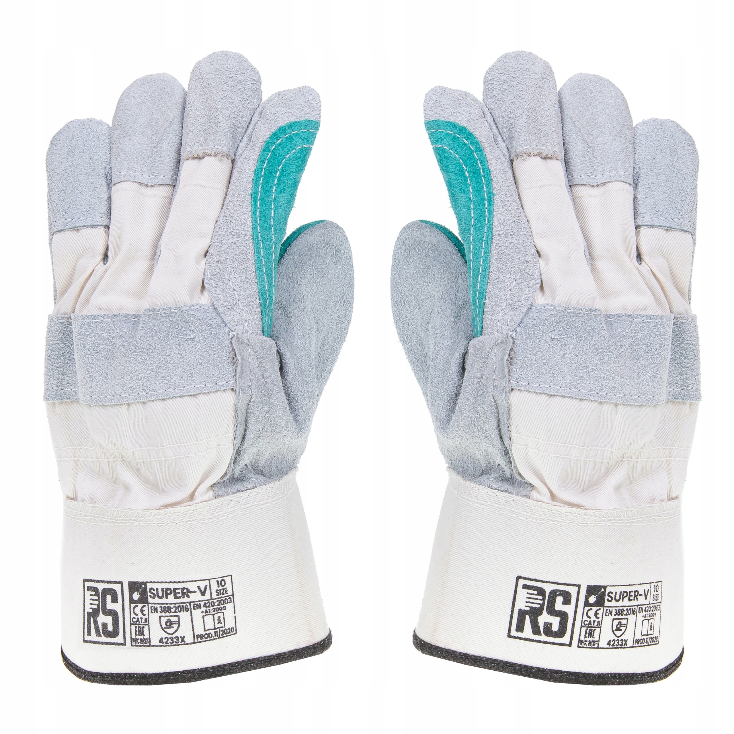 Pracovní rukavice s manžetou, koženkové, z hovězí kůže, XL, 12 párů