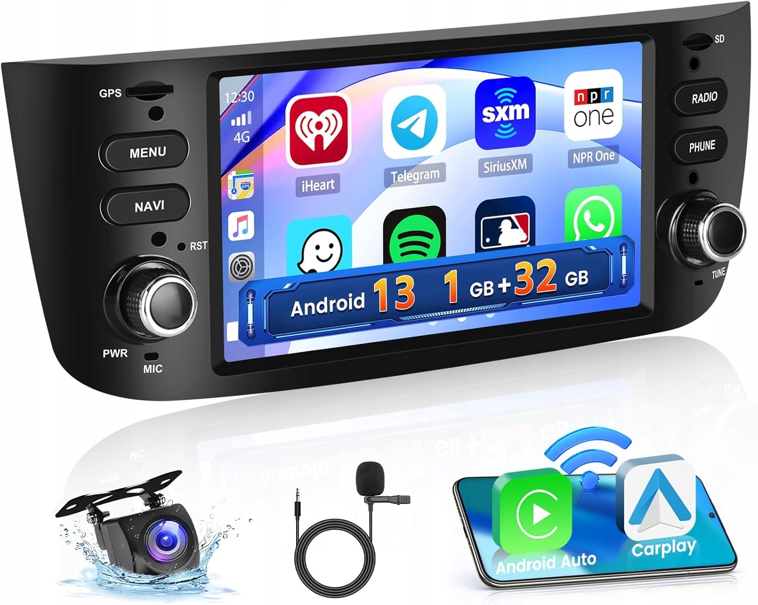 Automobilové rádio Hikity A3023A4 pro Fiat, Android Carplay couvací kamera