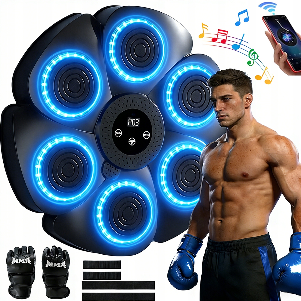 Dziecko Tarcza Bokserska Treningowa Bluetooth Na Ścianę 9 Tryby +rękawicami